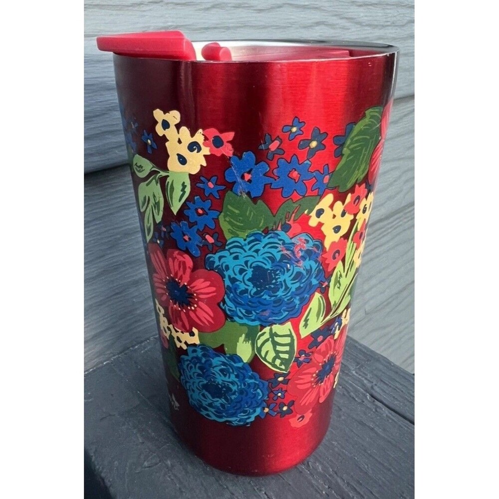 The Pioneer Woman Stainless Steel Red Floral Tumblers w/ Lid 20 oz